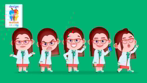 Cartoon Female Doctor Character Animations: Actions, Loops, and Cycles