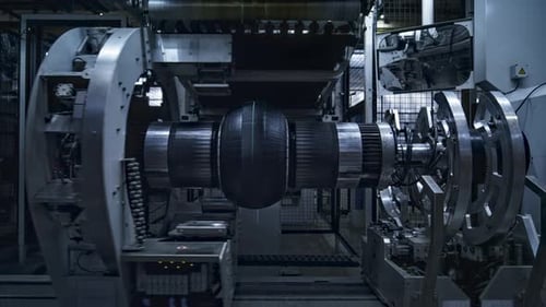 Tyre Production Machine Rotating in Technological Factory Stamping Product