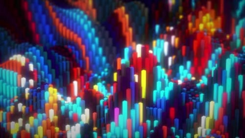 Abstrata superfície cúbica colorida em movimento aleatório