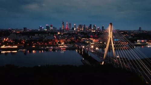Aerial Panoramic Drone Shot of Warsaw City Cityscape