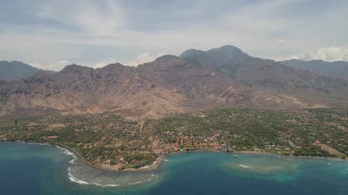 Tropical Landscape with Mountains Beach