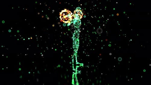 Futuristic Particle Athlete Weightlifting Animation