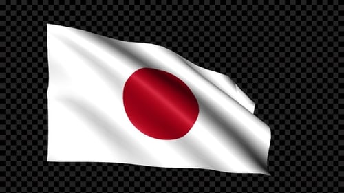 Seamlessly Looping Waving Japan Flag Animation with Alpha Channel