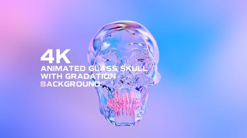 Surreal Crystal Skull Rotating with Vibrant Gradient Background