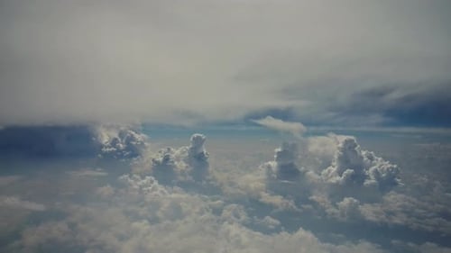Amazing Skyline View From Airplane Sky Above the Clouds