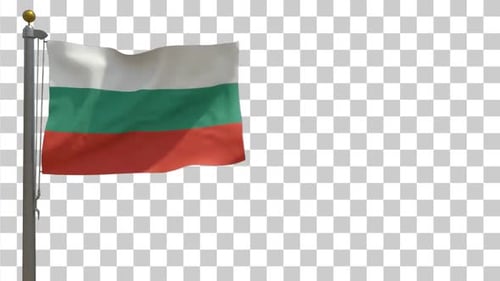 Realistic Bulgarian Flag Waving on Transparent Background