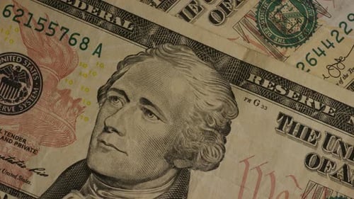 Rotating shot of American money (currency) - MONEY 497