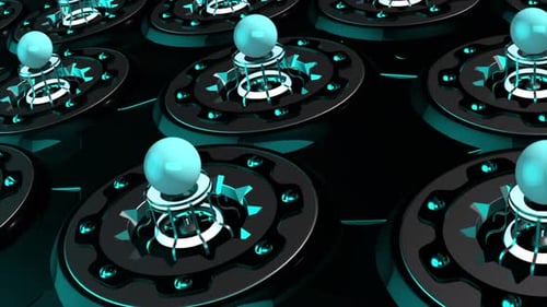 Spinning abstract details with bulbs on a black background