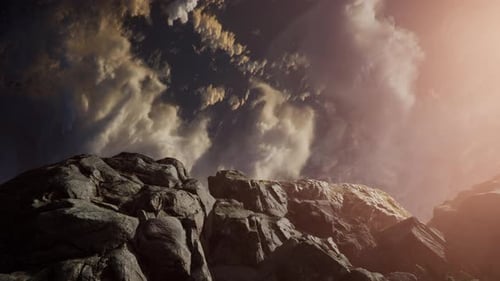 Beautiful View Above Cloudscape and Mountains