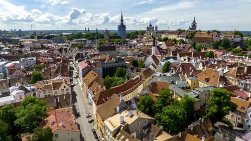 Aerial View of the Beautiful Tallinn Old Town From Above