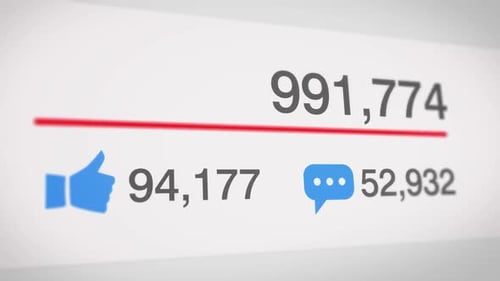 Animated Social Media Engagement Metrics Counters Increase