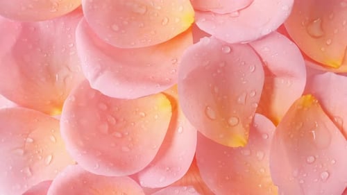 Rose Pink Petals and Raindrops Rotating
