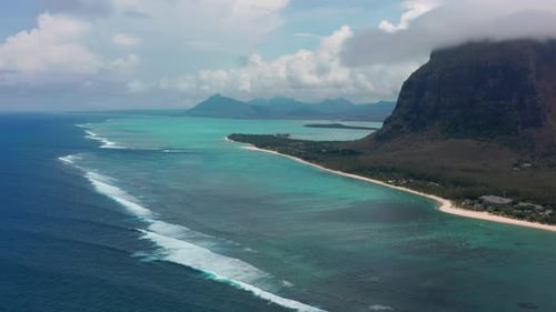 Scenic Beach on Caribbean Island for Summer Holidays Vacation Aerial Video Footage From Drone of