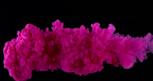 Vibrant Pink Ink Stream on Black Background