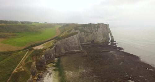White cliffs at Etretat, Normandy, France.