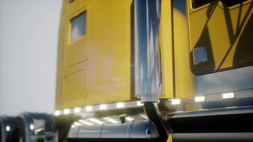 Modern 3D Animation of a Yellow Semi Truck
