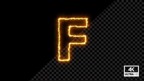 Glowing Fire Letter F Reveal Outline Animation