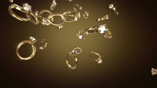 Falling Golden Diamond Rings Loop Background