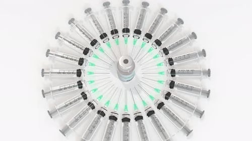 Pertussis Vaccine Vial with Syringes Zoom Animation