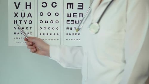 Medical Professional Conducting Eye Exam in Clinic