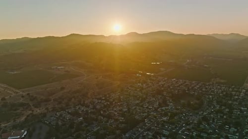 Aerial view of Napa Valley vineyard landscape during summer season