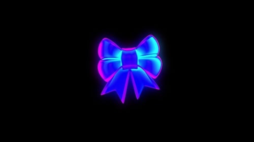 Animated Neon Gift Bow with RGB Glitch Effect