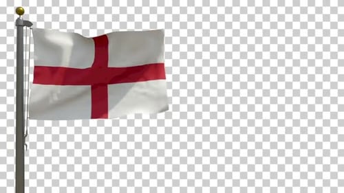 Realistic Waving England Flag Animation on Alpha Channel