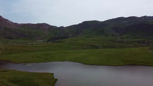 Mountain lake in summer during afternoon