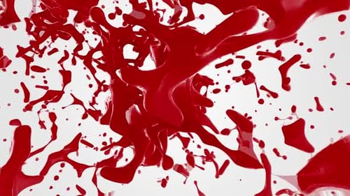 Dynamic Red Liquid Splash with Alpha Channel Reveal