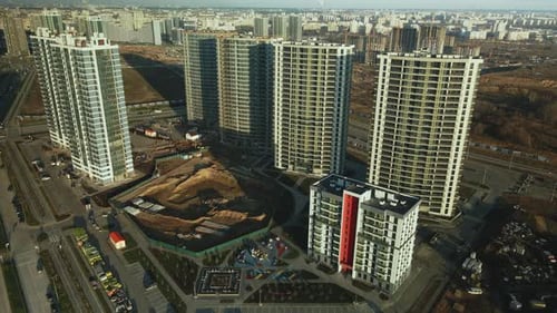 Aerial View of Modern High Rise Apartment Buildings