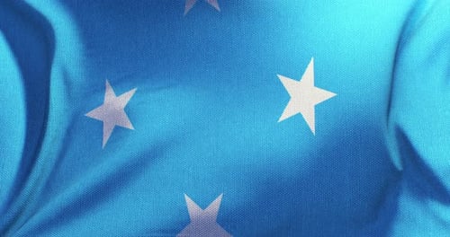 Realistic Waving Flag Loop with White Stars on Blue Background