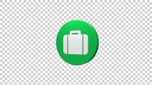 Animated 3D Briefcase Icon in Rotating Green Circle