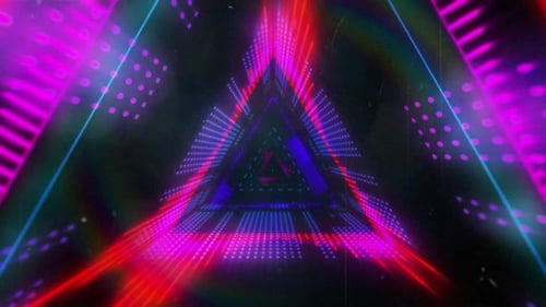 Retro Neon Triangular Tunnel Loop Background