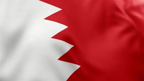 Realistic Waving Flag of Bahrain Animation with Fabric Texture