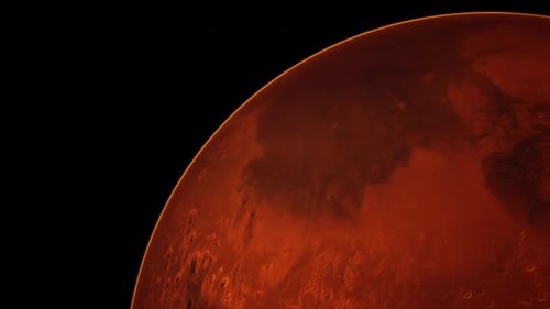 Planeta Vermelho Marte no Céu Estrelado