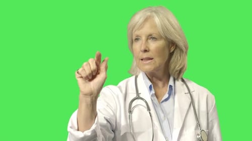Doctor Using Virtual Touchscreen on Green Screen