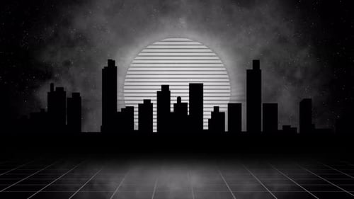 Abstract Sunny Retro City Color Black And White