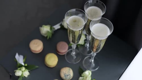 Champagne Filled Glasses Ready for a Celebratory Feast