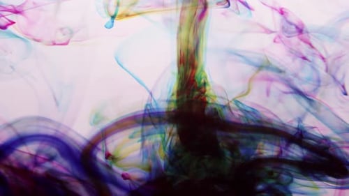 Colorful Ink Swirling Abstractly in Liquid