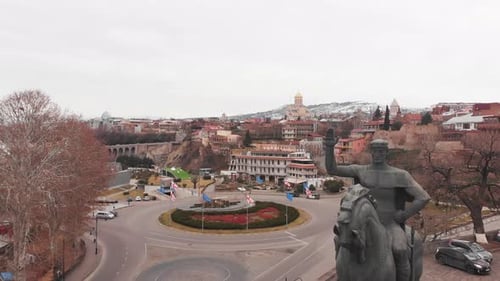 Rider On Horse Statue In Tbilisi City , Georgia