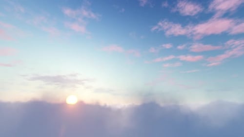 Serene Sky Above Clouds Sunrise Sunset Loop