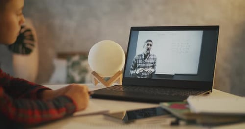 Boy Learning Math from Home on Computer
