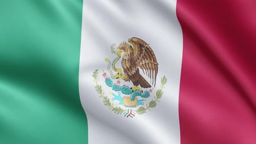 Realistic Flowing Mexican National Flag Animation