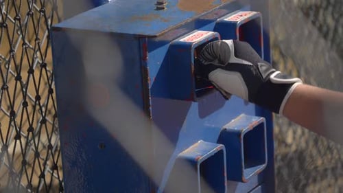 Token Activated Baseball Batting Machine Dispensing Baseballs