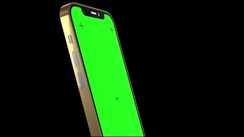 Gold Smartphone With Green Screen, Alpha Channel