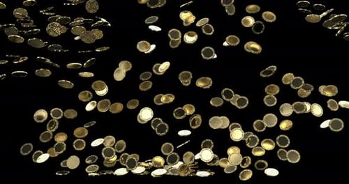 Golden Coins Falling and Piling Animation