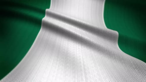 Nigerian National Flag Waving in Realistic Fabric Motion