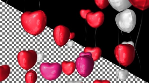 Romantic Floating Heart Balloons Animation