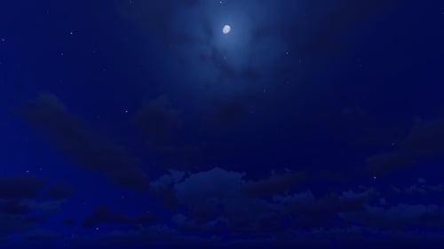 Moonlit Night Sky with Moving Clouds and Stars
