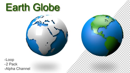 Looping Animated Earth Globes 2-Pack with Alpha Channel